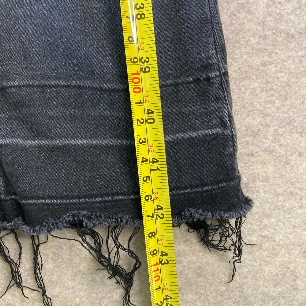 Faded Black High Rise Flare Jeans SO 13/31W Raw Hem Patch Pocket Retro Boho - Picture 10 of 12